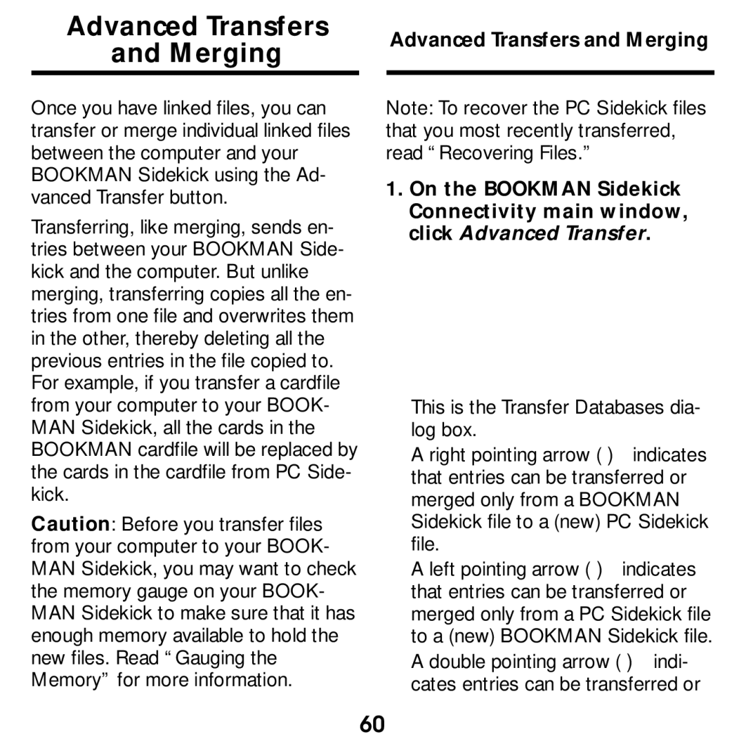 Franklin SDK-763, SDK-765 manual Advanced Transfers Merging, Advanced Transfers and Merging 