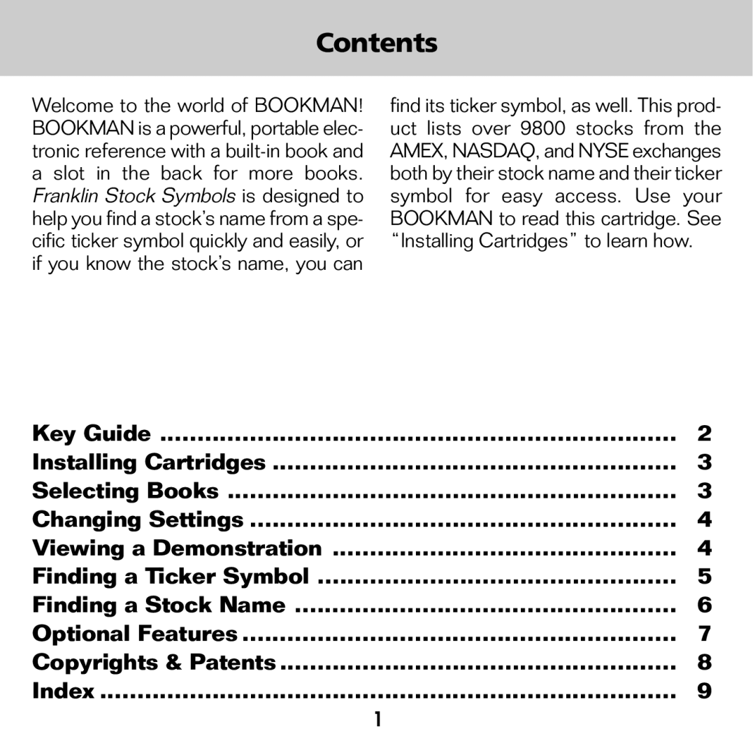 Franklin STK-2032 manual Contents 