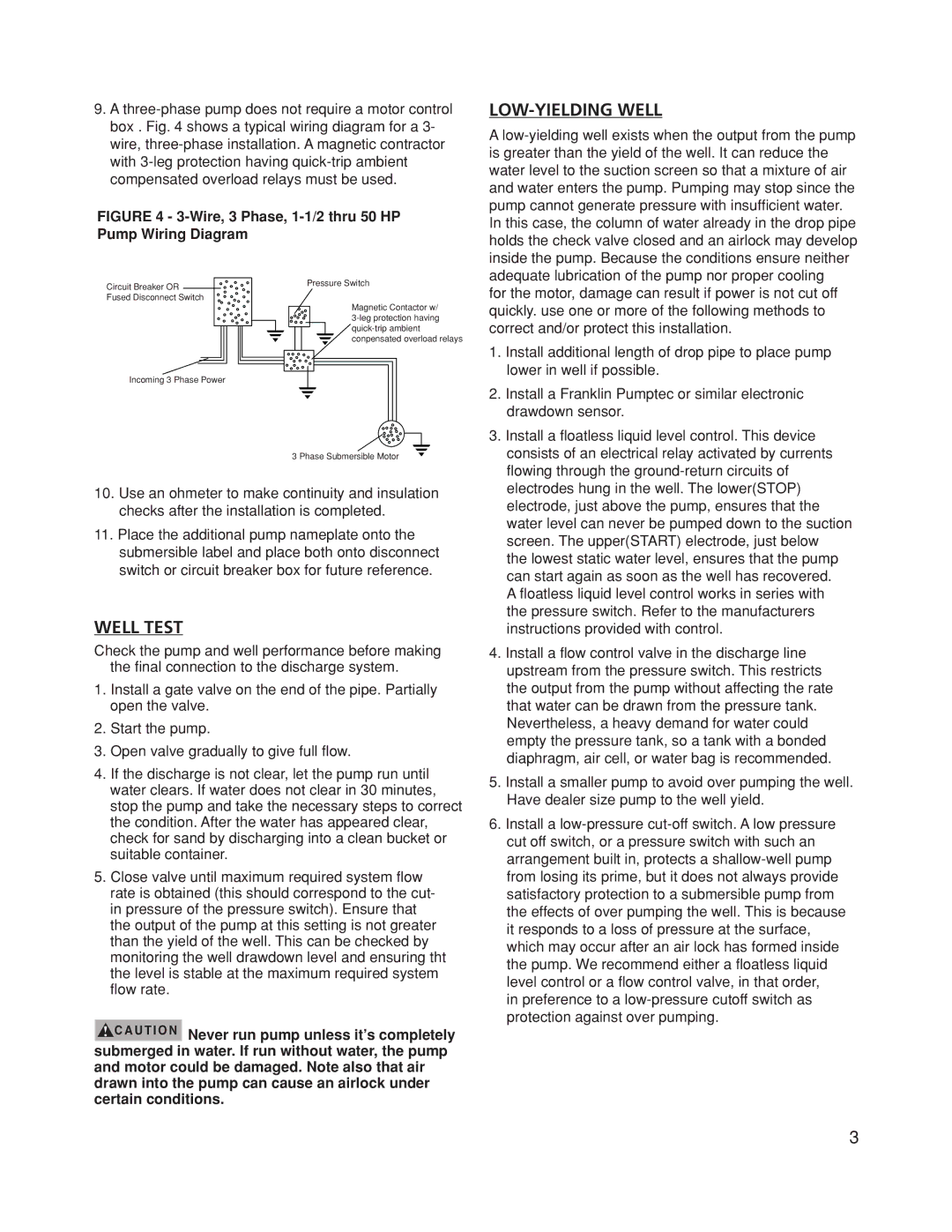 Franklin Submersible Well Pump owner manual LOW-YIELDING Well, Well Test 