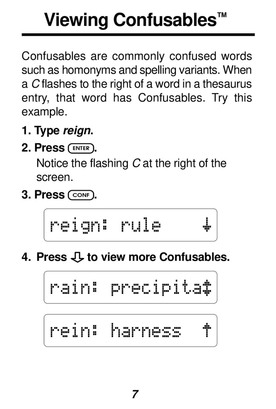 Franklin SYT-106 manual Viewing Confusables 