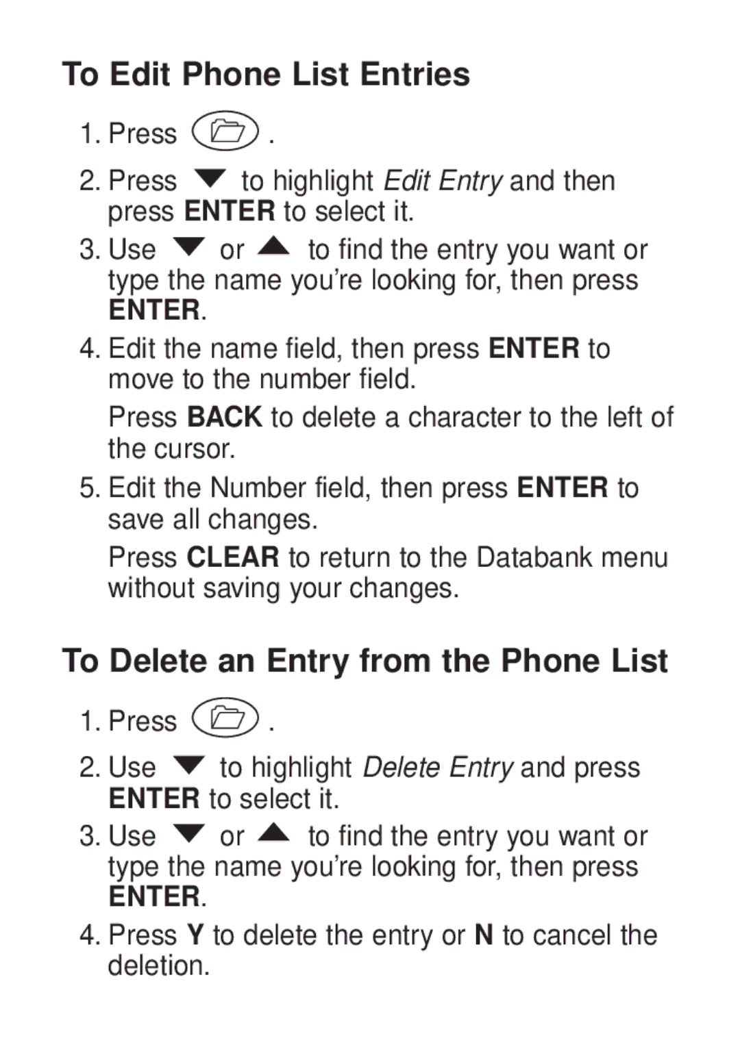 Franklin TG-450 manual To Edit Phone List Entries, To Delete an Entry from the Phone List 