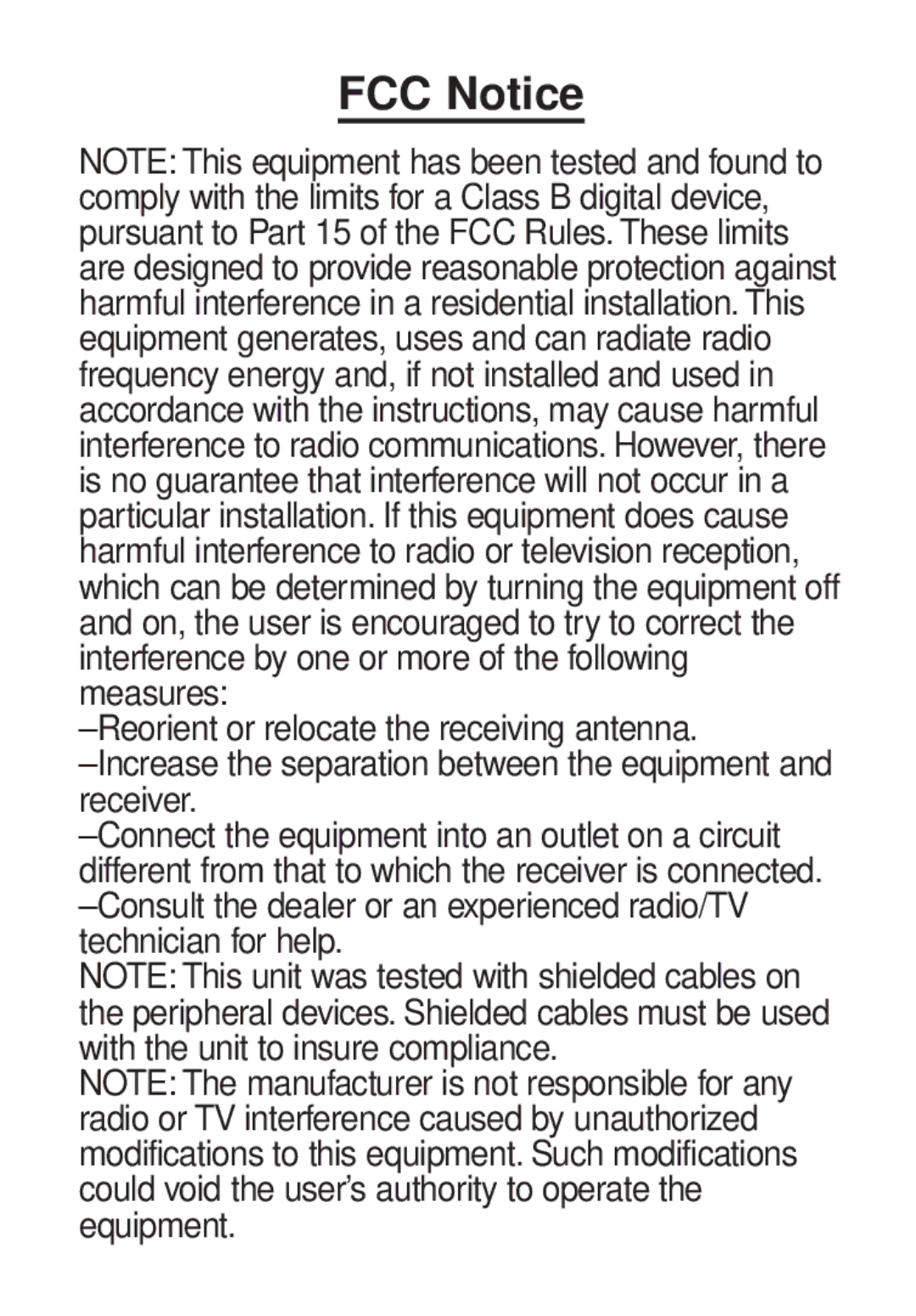 Franklin TG-450 manual FCC Notice 