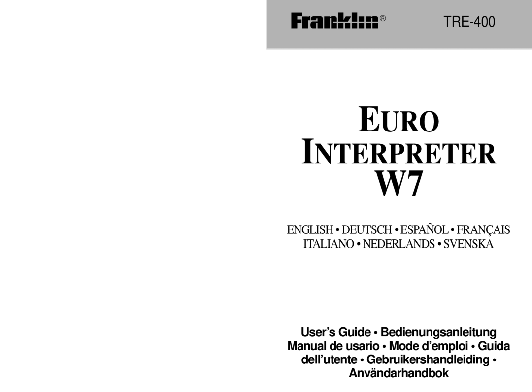 Franklin TRE-400 manual Euro Interpreter 