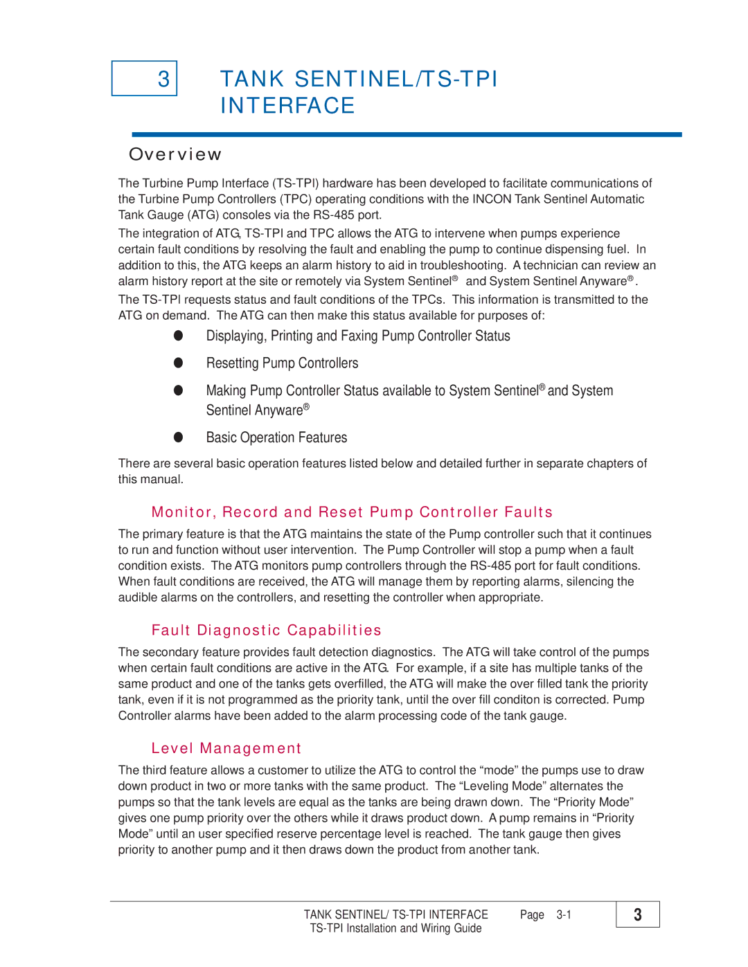 Franklin manual Tank SENTINEL/TS-TPI Interface, Monitor, Record and Reset Pump Controller Faults 