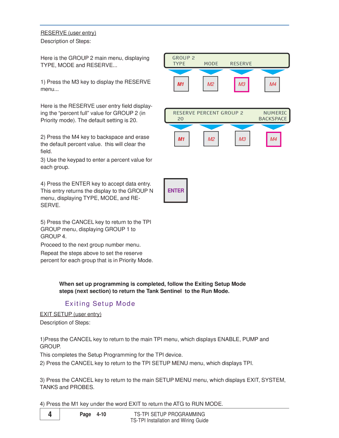 Franklin TS-TPI manual Exiting Setup Mode, Serve 