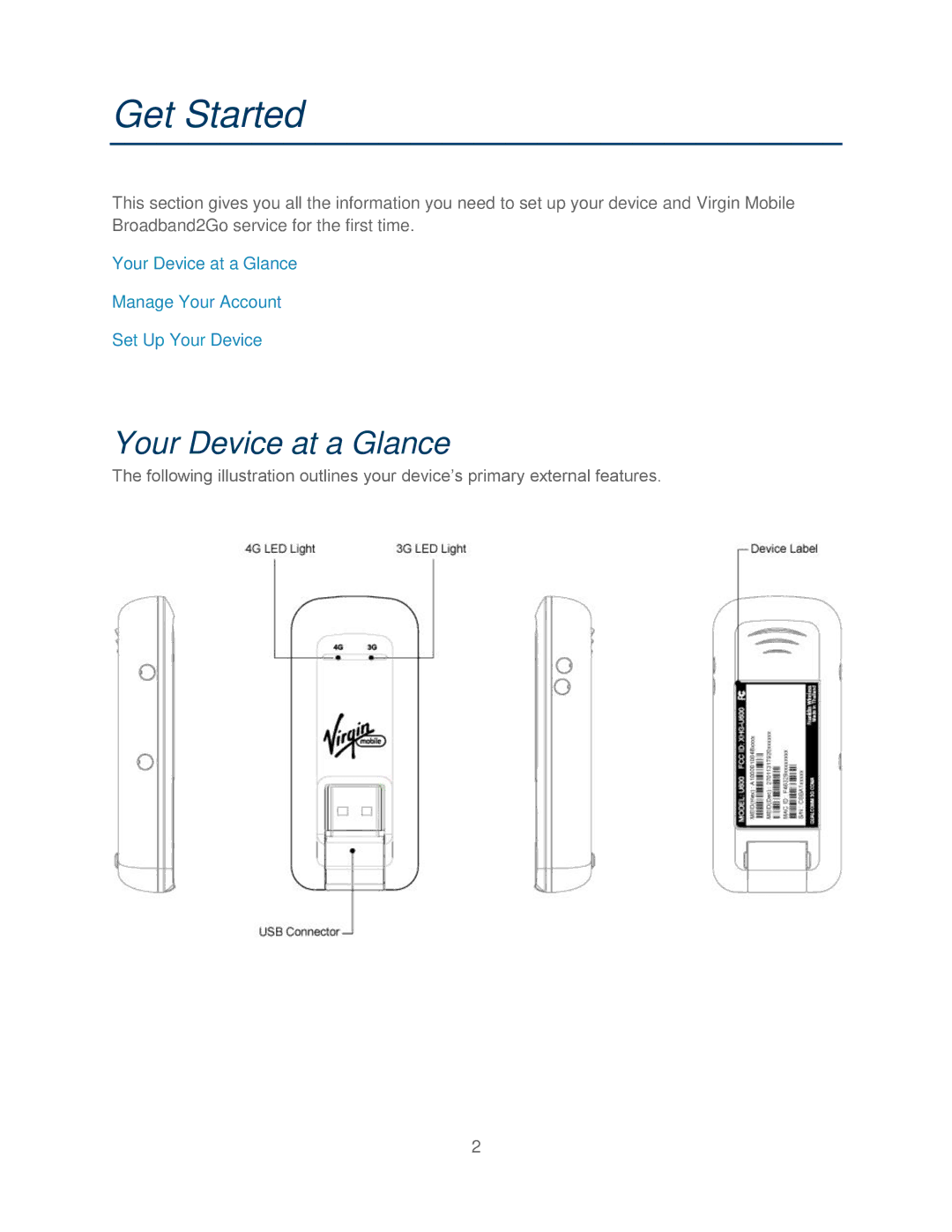 Franklin U600 user manual Get Started, Your Device at a Glance 