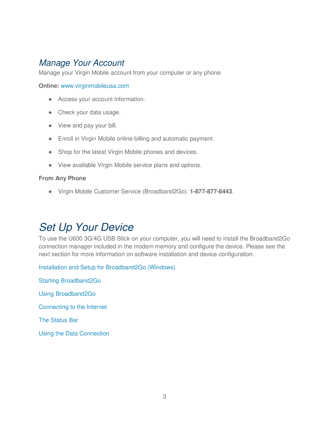 Franklin U600 user manual Set Up Your Device, Manage Your Account 