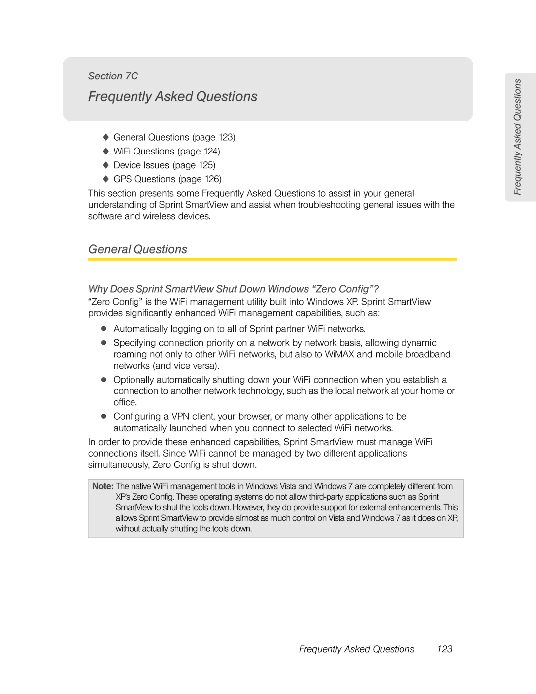 Franklin U600 Frequently Asked Questions, General Questions, Why Does Sprint SmartView Shut Down Windows Zero Config? 