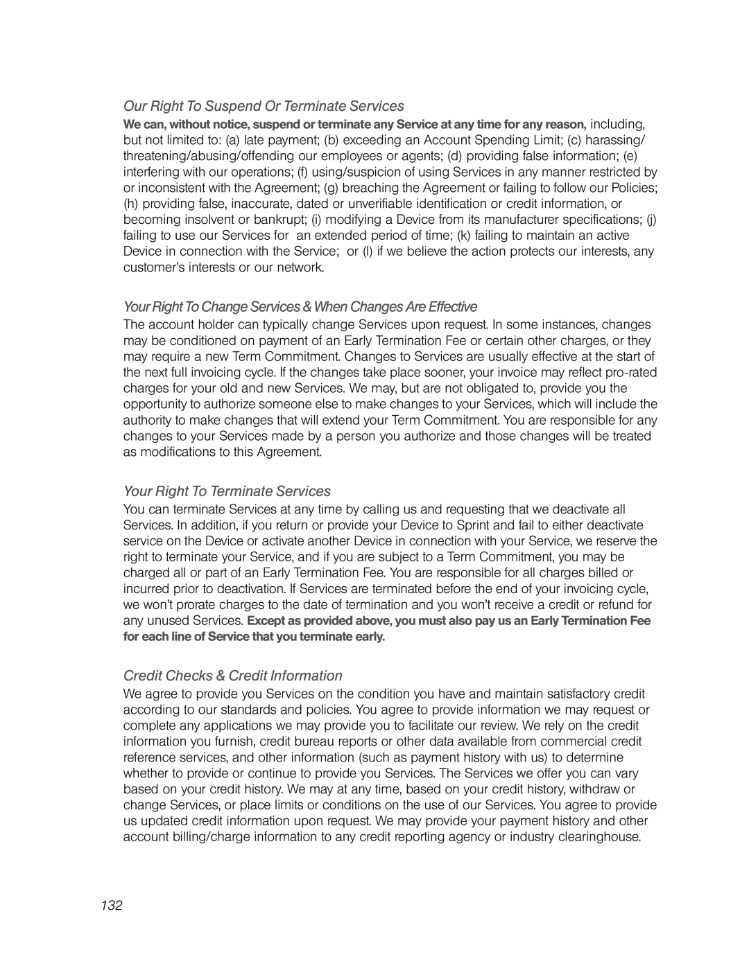 Franklin U600 Our Right To Suspend Or Terminate Services, Your Right To Change Services & When Changes Are Effective, 132 