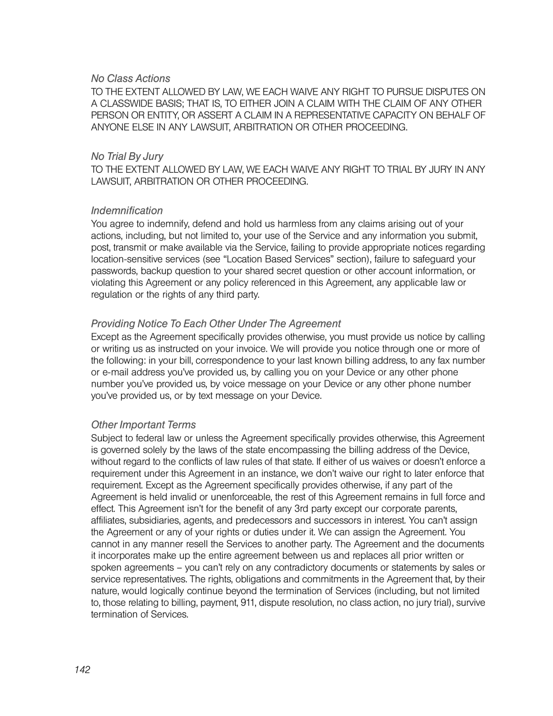 Franklin U600 No Class Actions, No Trial By Jury, Indemnification, Providing Notice To Each Other Under The Agreement 