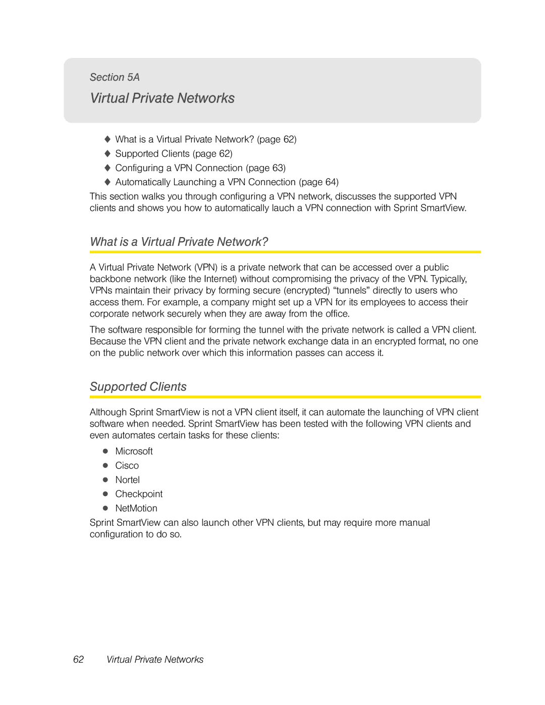 Franklin U600 manual Virtual Private Networks, What is a Virtual Private Network?, Supported Clients 