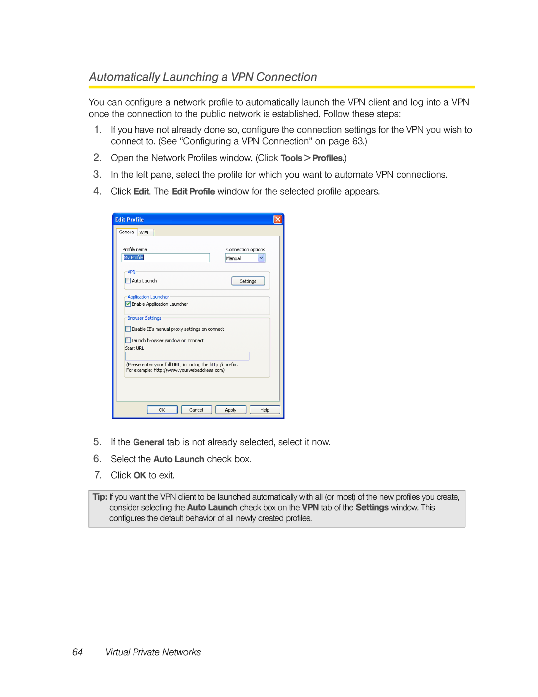 Franklin U600 manual Automatically Launching a VPN Connection 