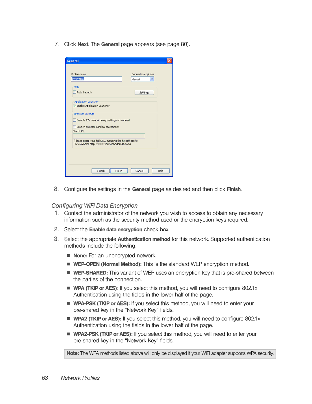 Franklin U600 manual Configuring WiFi Data Encryption 