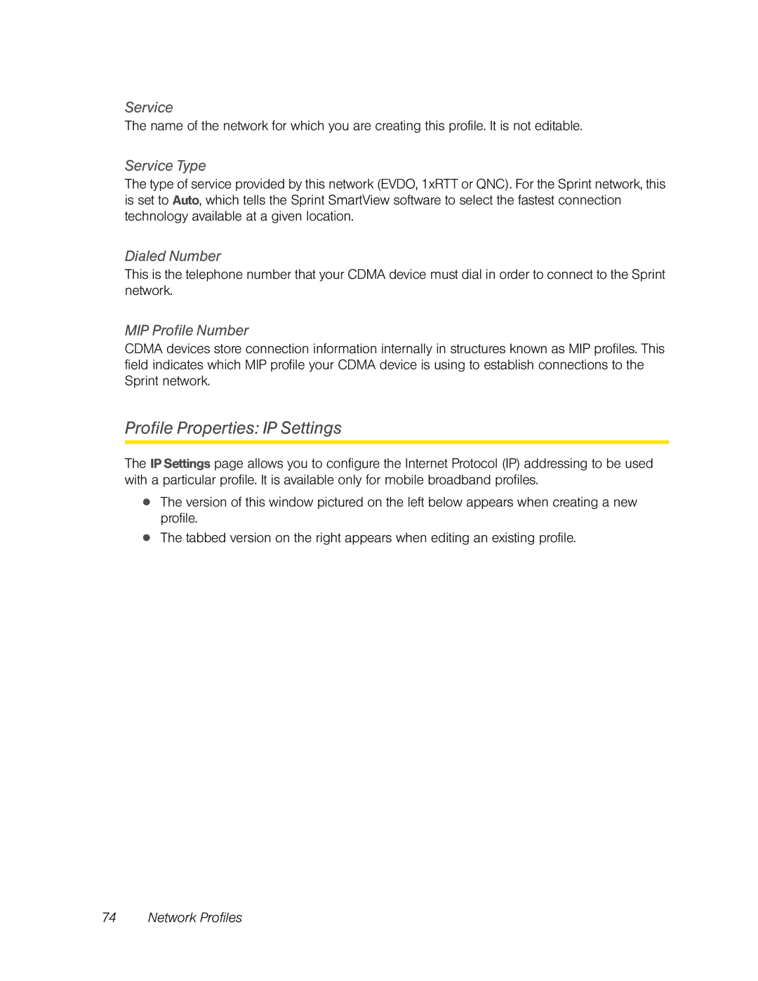 Franklin U600 manual Profile Properties IP Settings, MIP Profile Number 