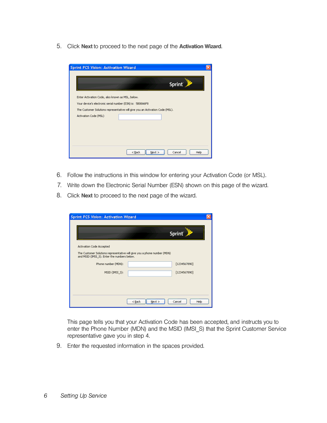 Franklin U600 manual Setting Up Service 