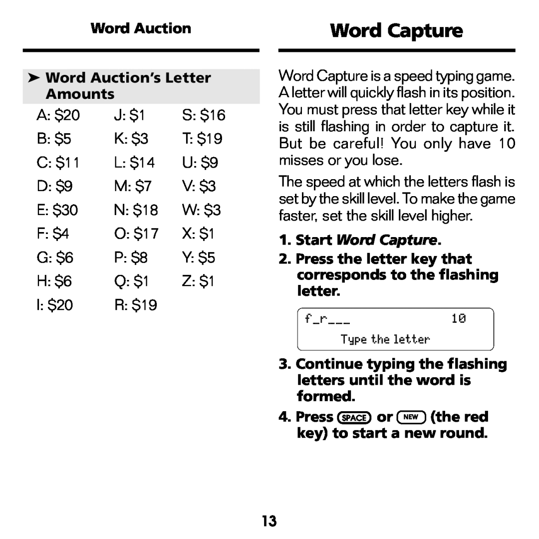 Franklin WGM-2037 manual Word Capture 