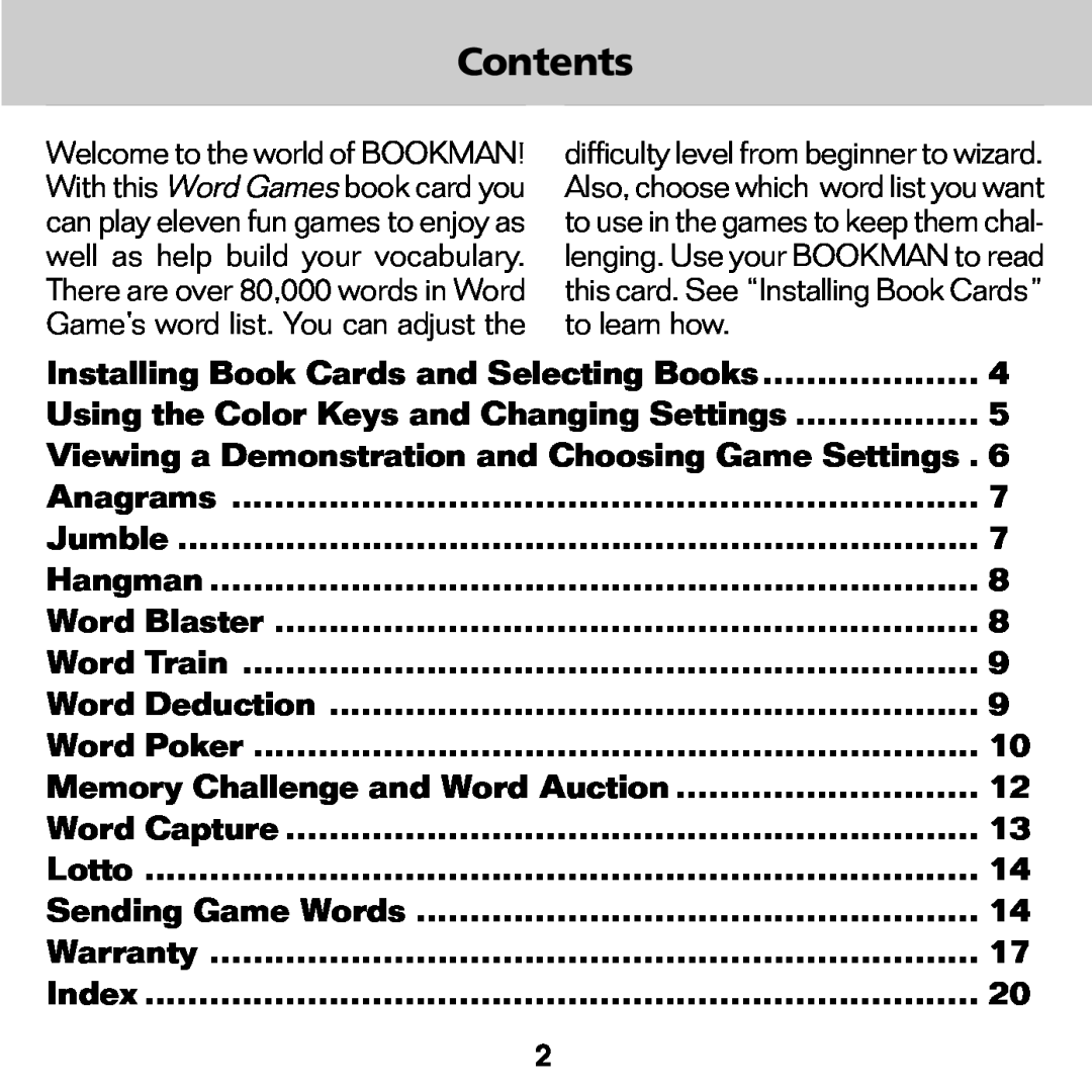 Franklin WGM-2037 manual Contents 