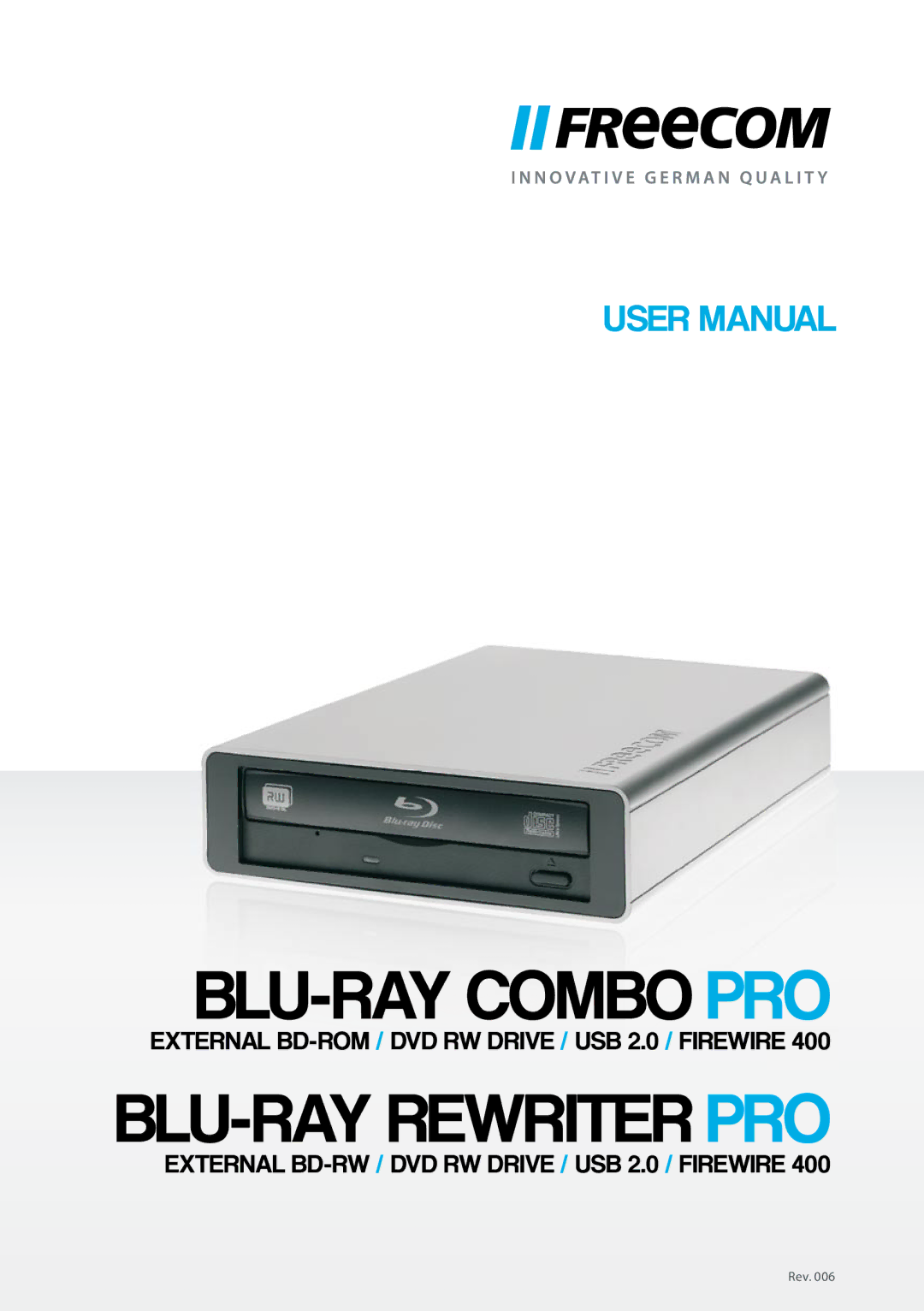 Freecom Technologies 220AW8FB/00LCD user manual BLU-RAY Combo PRO 