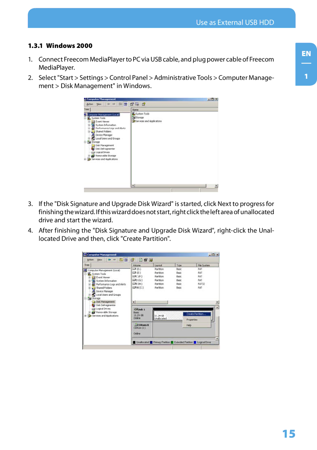 Freecom Technologies 350 user manual Use as External USB HDD 