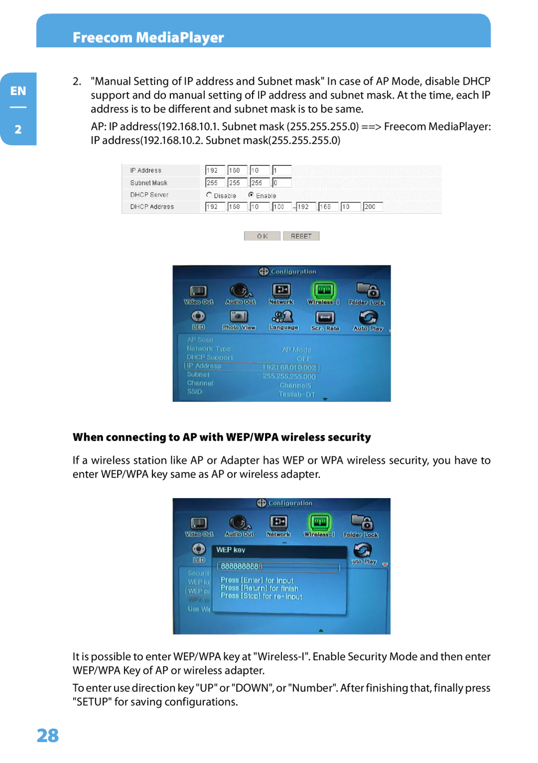 Freecom Technologies 350 user manual When connecting to AP with WEP/WPA wireless security 