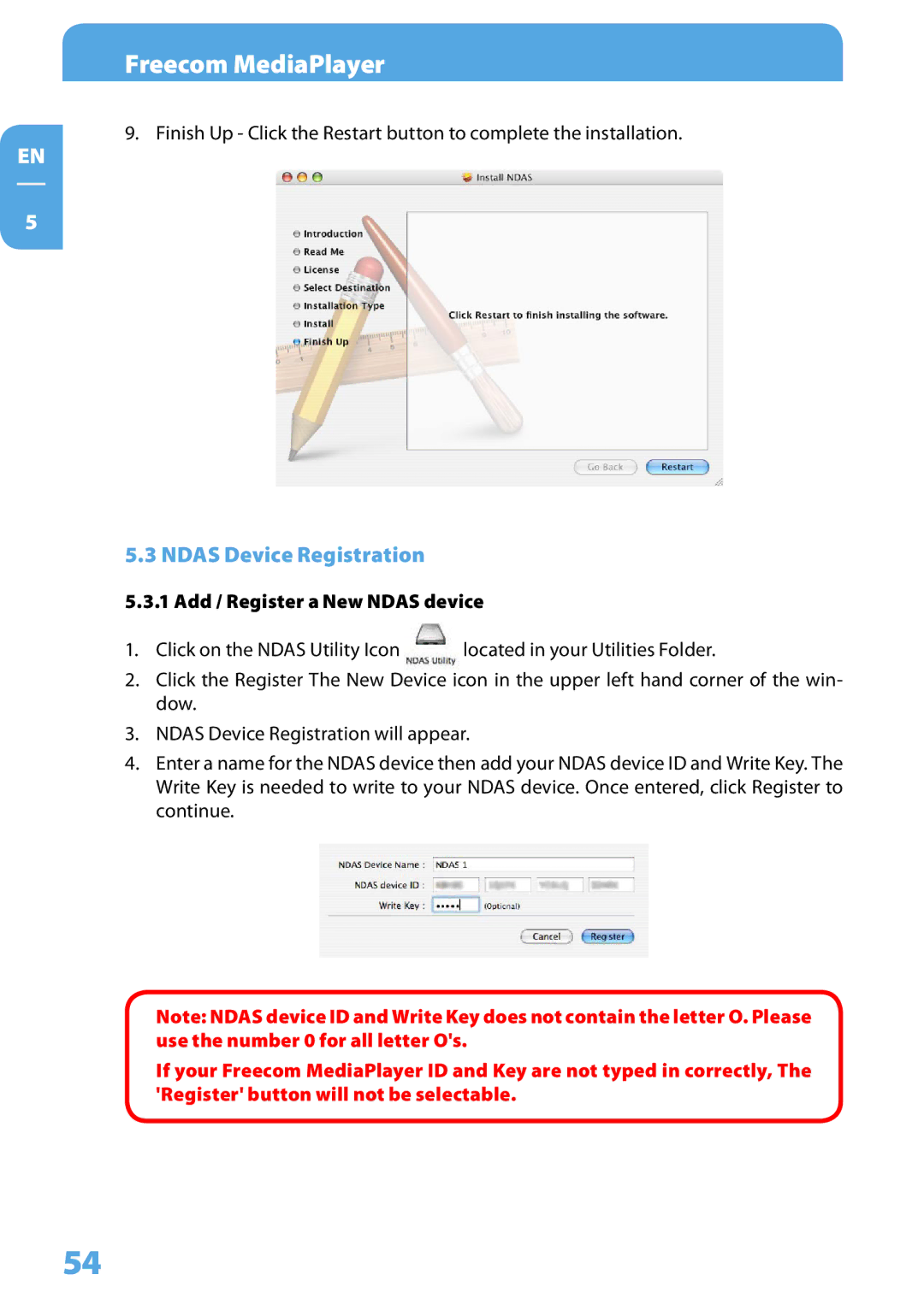 Freecom Technologies 350 user manual . Ndas Device Registration, ..1 Add / Register a New Ndas device 