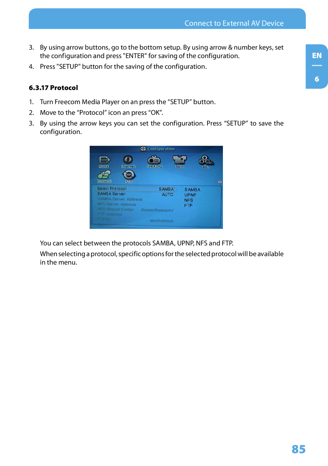 Freecom Technologies 350 user manual Protocol 