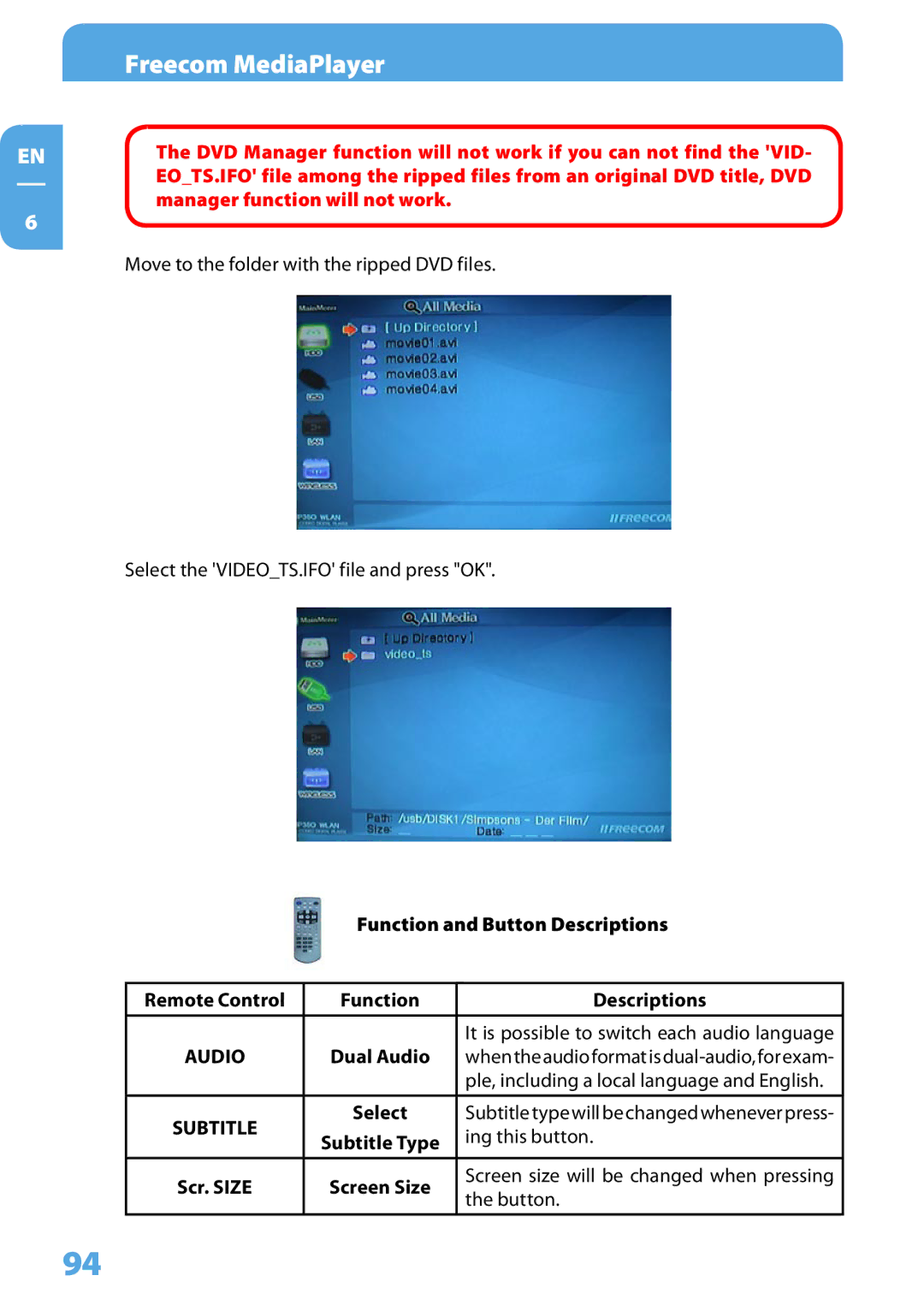 Freecom Technologies 350 user manual Button 