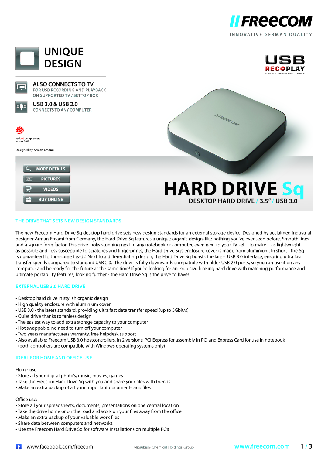 Freecom Technologies 97805 warranty Drive That Sets NEW Design Standards, Ideal for Home and Office USE 