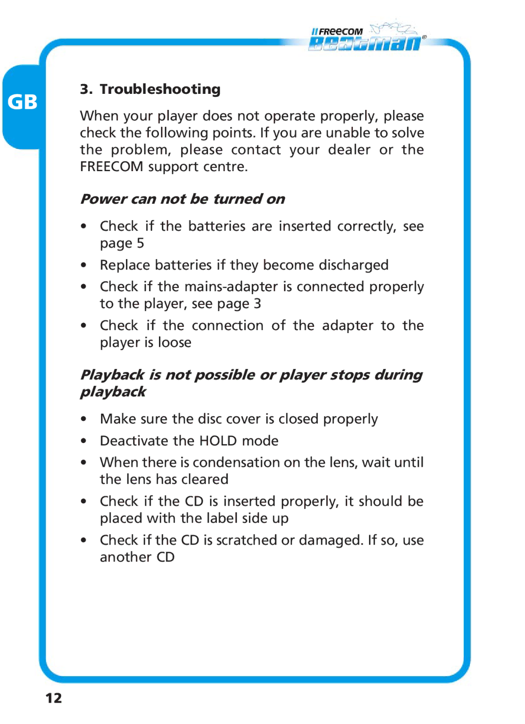 Freecom Technologies Beatman Mini CD I manual 