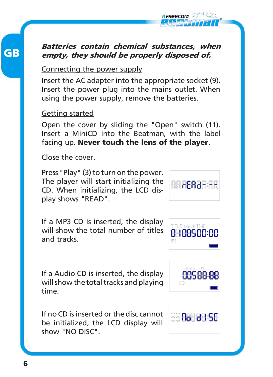 Freecom Technologies Beatman Mini CD I manual 