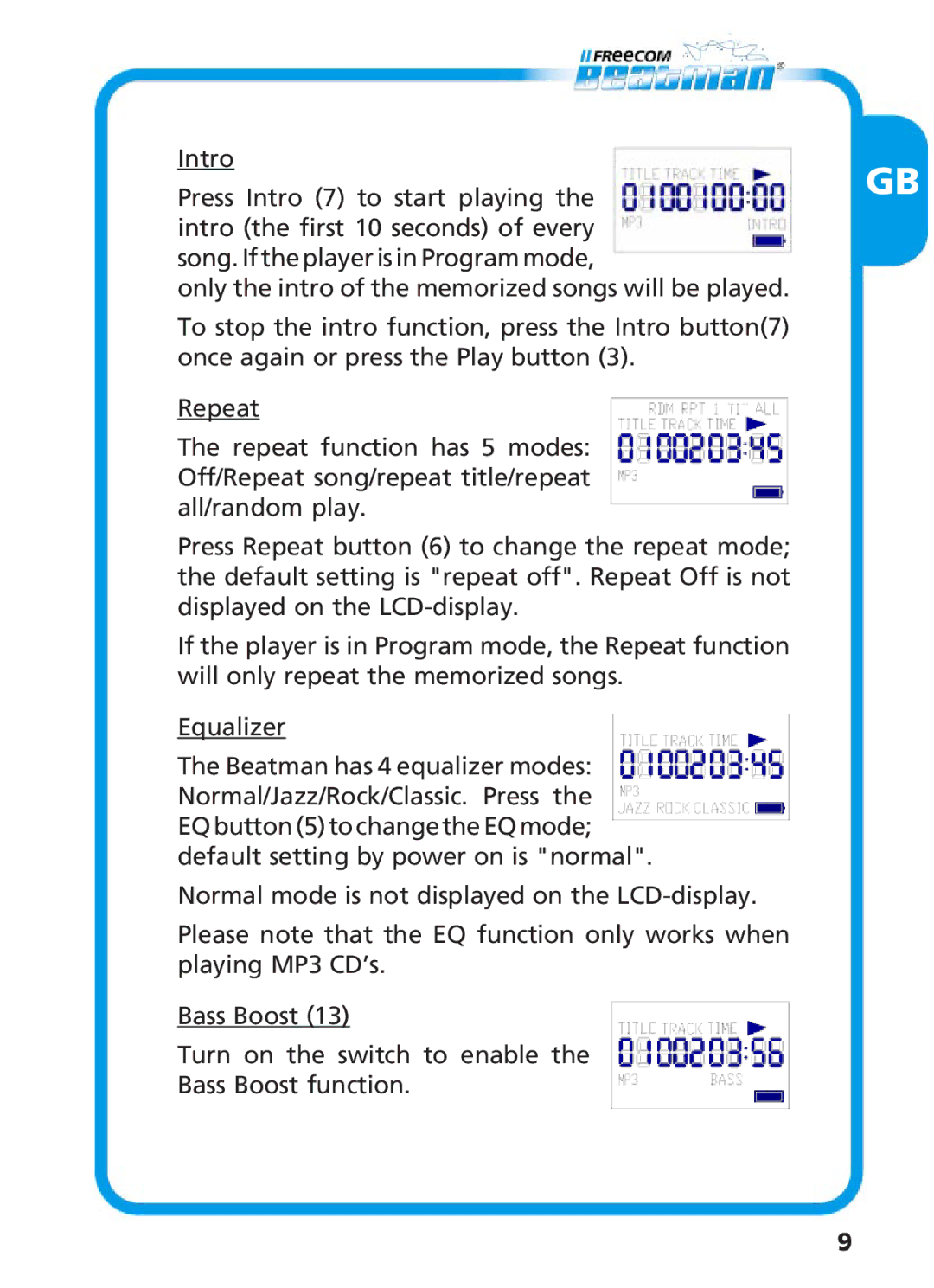 Freecom Technologies Beatman Mini CD I manual 