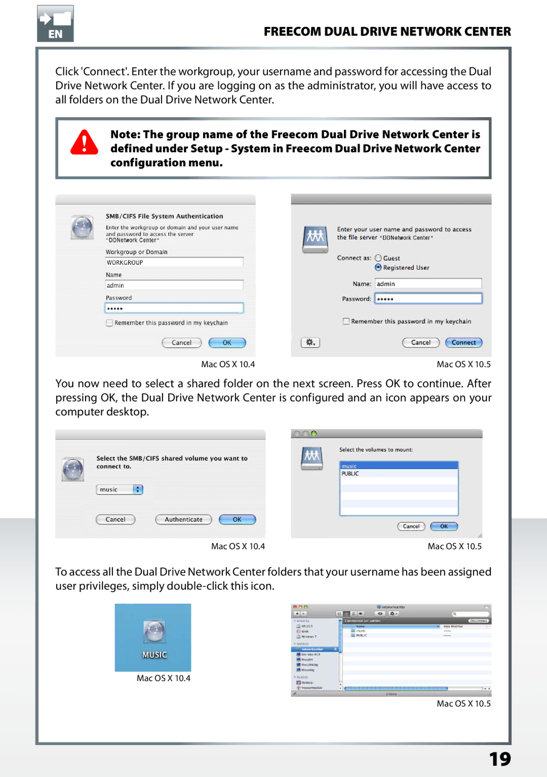 Freecom Technologies Dual Drive Network Center user manual Mac OS X 