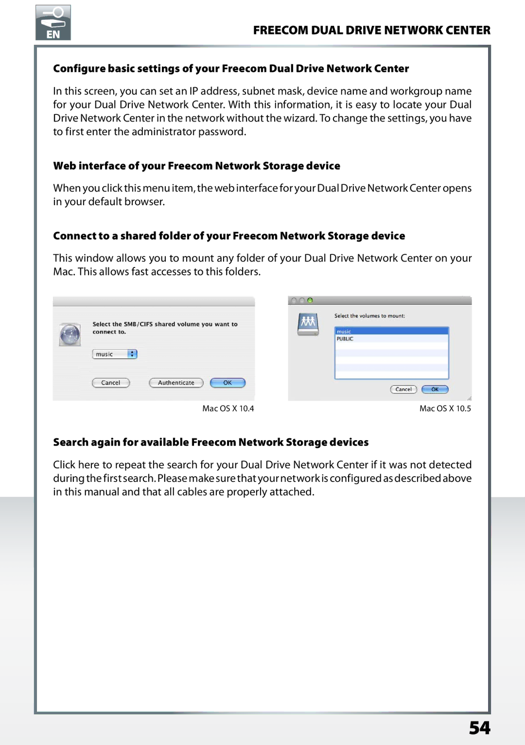 Freecom Technologies Dual Drive Network Center user manual Web interface of your Freecom Network Storage device 