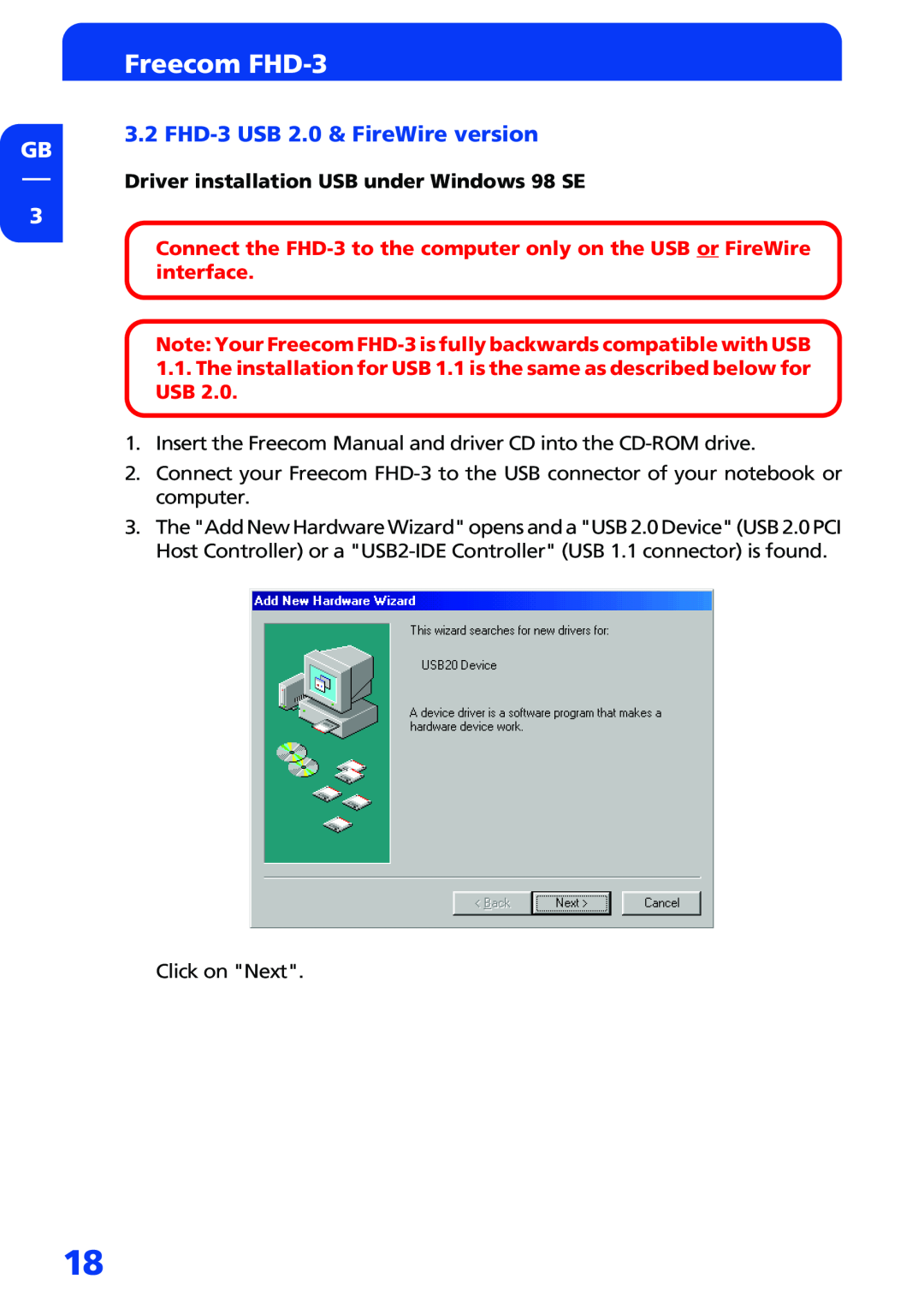 Freecom Technologies manual FHD-3 USB 2.0 & FireWire version, Freecom FHD-3 