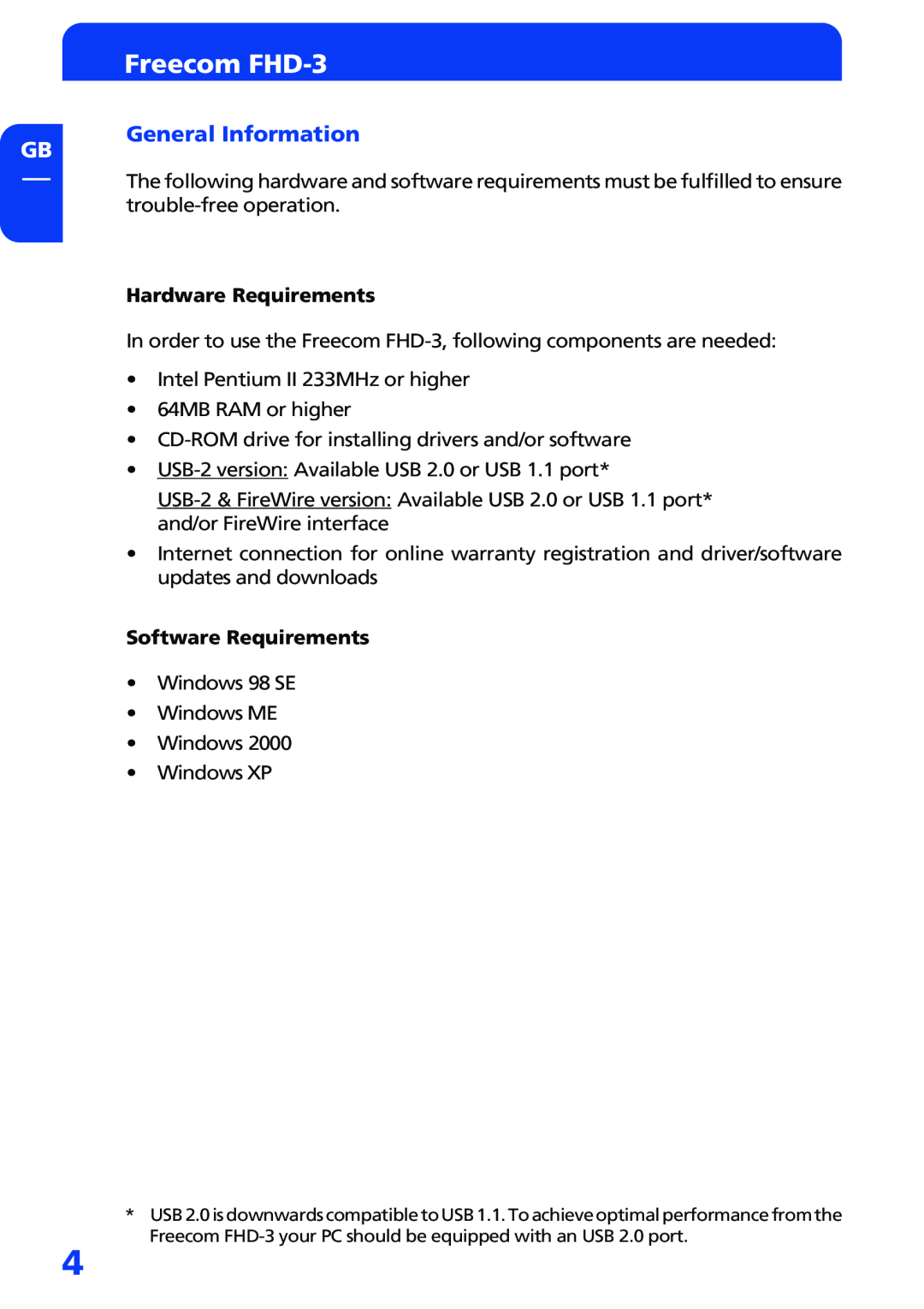 Freecom Technologies manual General Information, Freecom FHD-3 