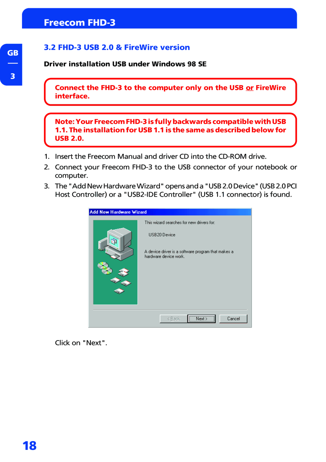 Freecom Technologies manual FHD-3 USB 2.0 & FireWire version 