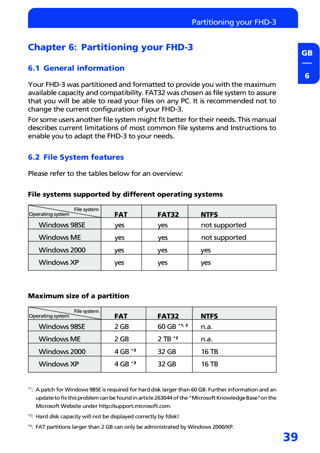 Freecom Technologies manual Partitioning your FHD-3, File System features 