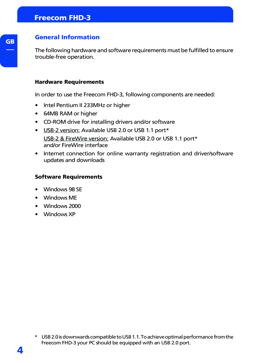 Freecom Technologies FHD-3 manual General Information 