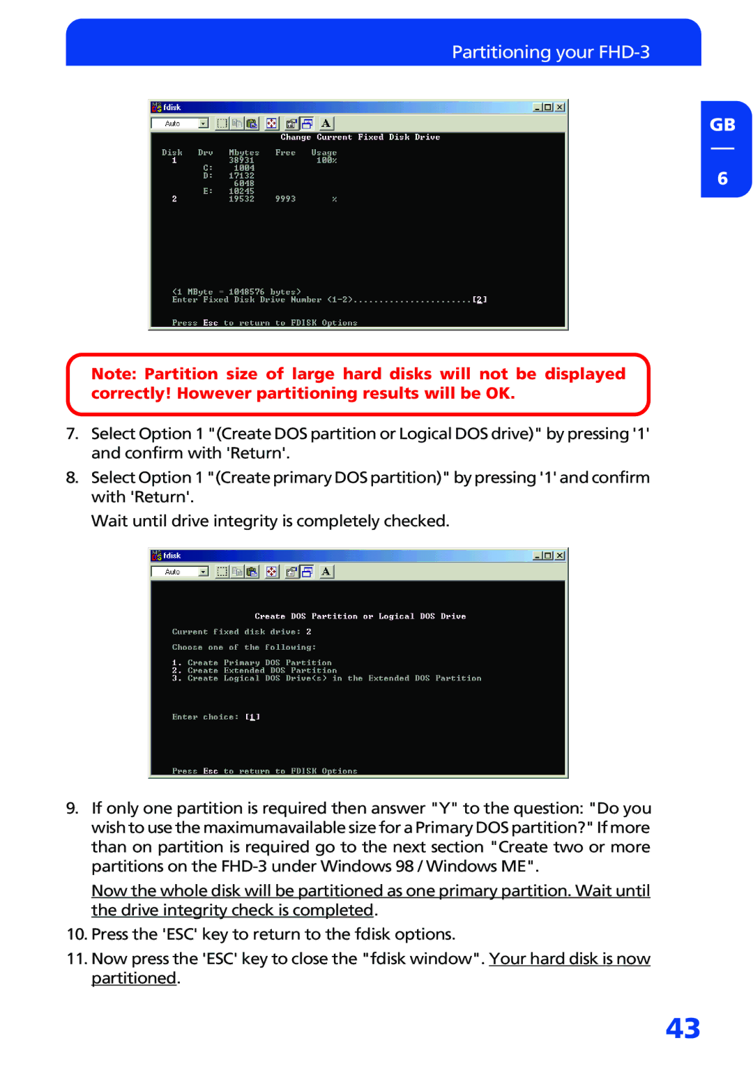 Freecom Technologies manual Partitioning your FHD-3 