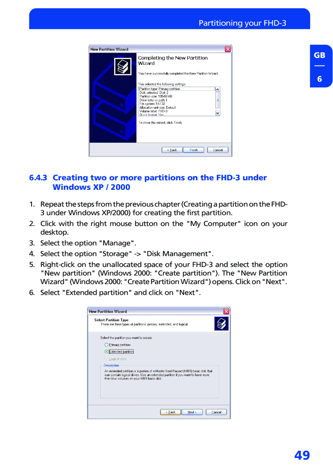 Freecom Technologies manual Partitioning your FHD-3 