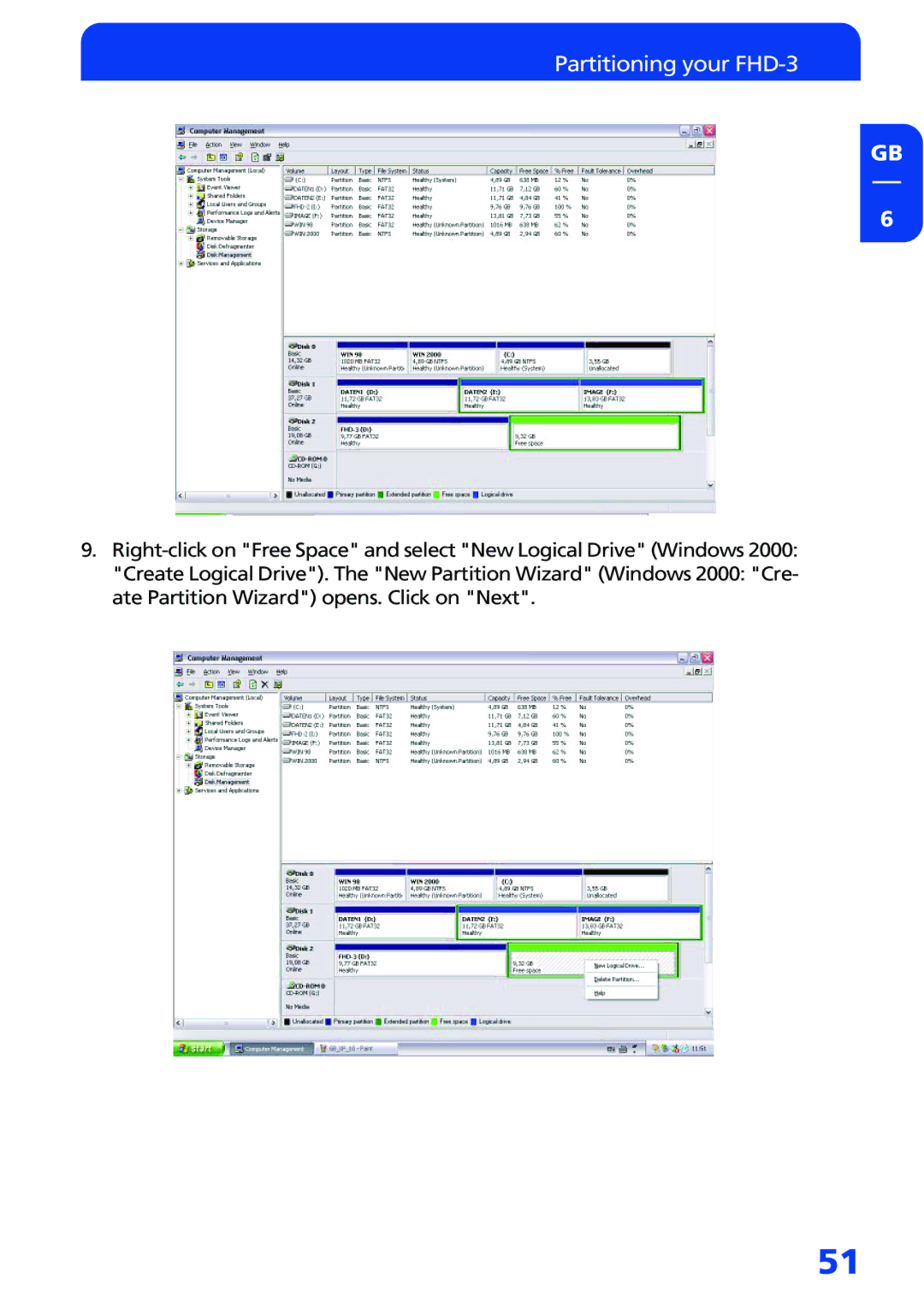 Freecom Technologies manual Partitioning your FHD-3 