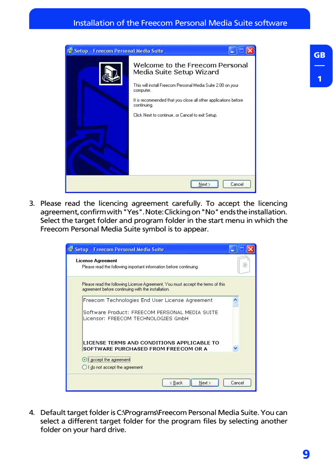 Freecom Technologies FHD-3 manual Installation of the Freecom Personal Media Suite software 