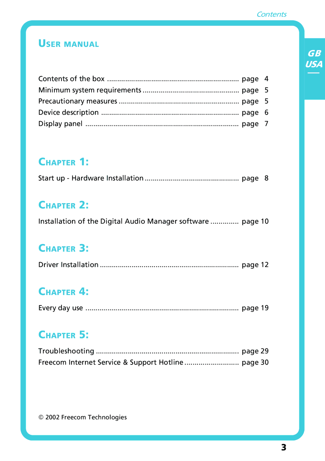 Freecom Technologies Flash MP3 user manual Chapter 