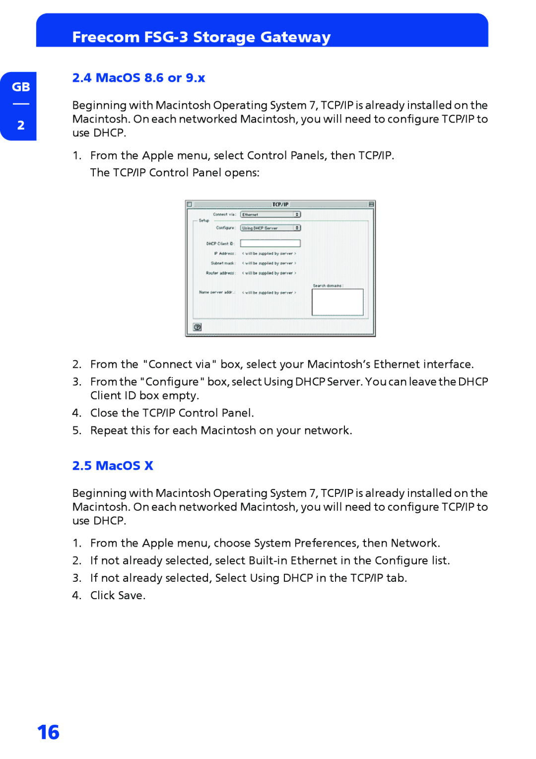 Freecom Technologies FSG-3 manual MacOS 8.6 or 