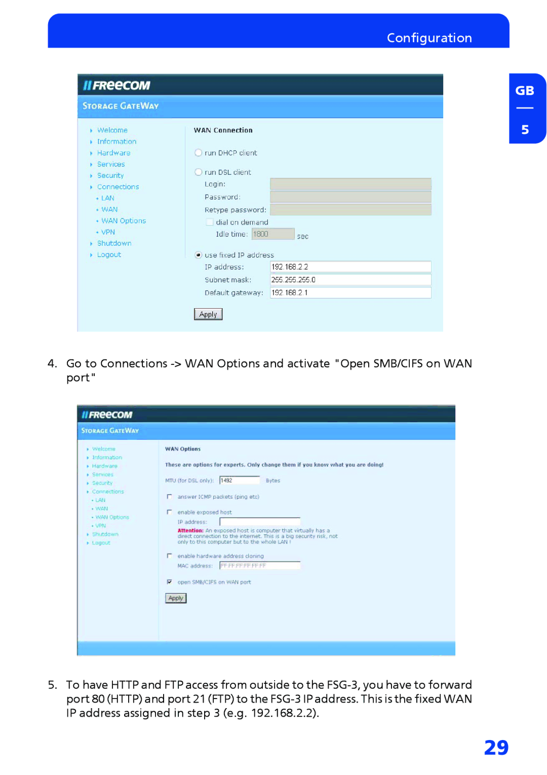 Freecom Technologies FSG-3 manual Configuration 