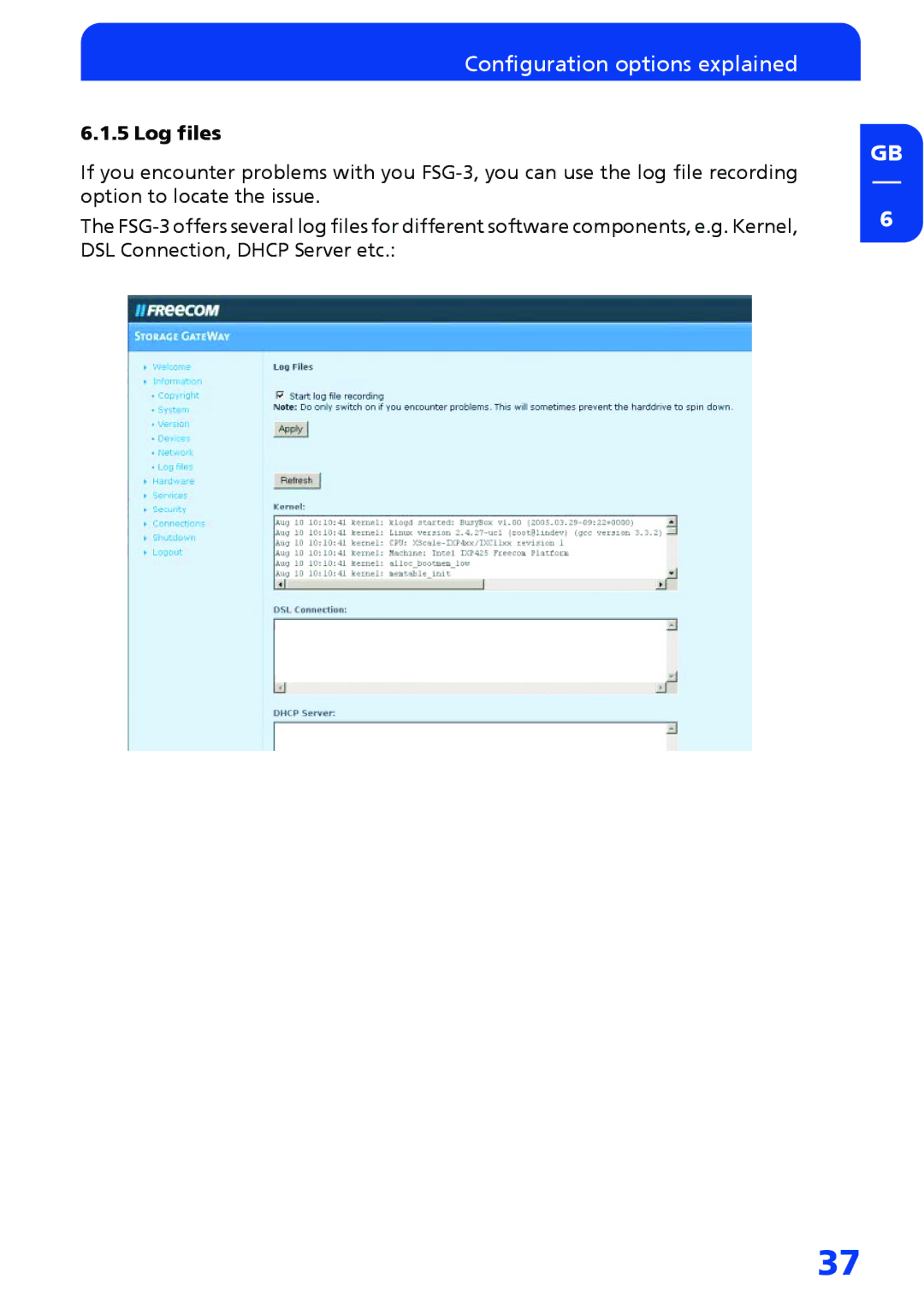 Freecom Technologies FSG-3 manual Log files 