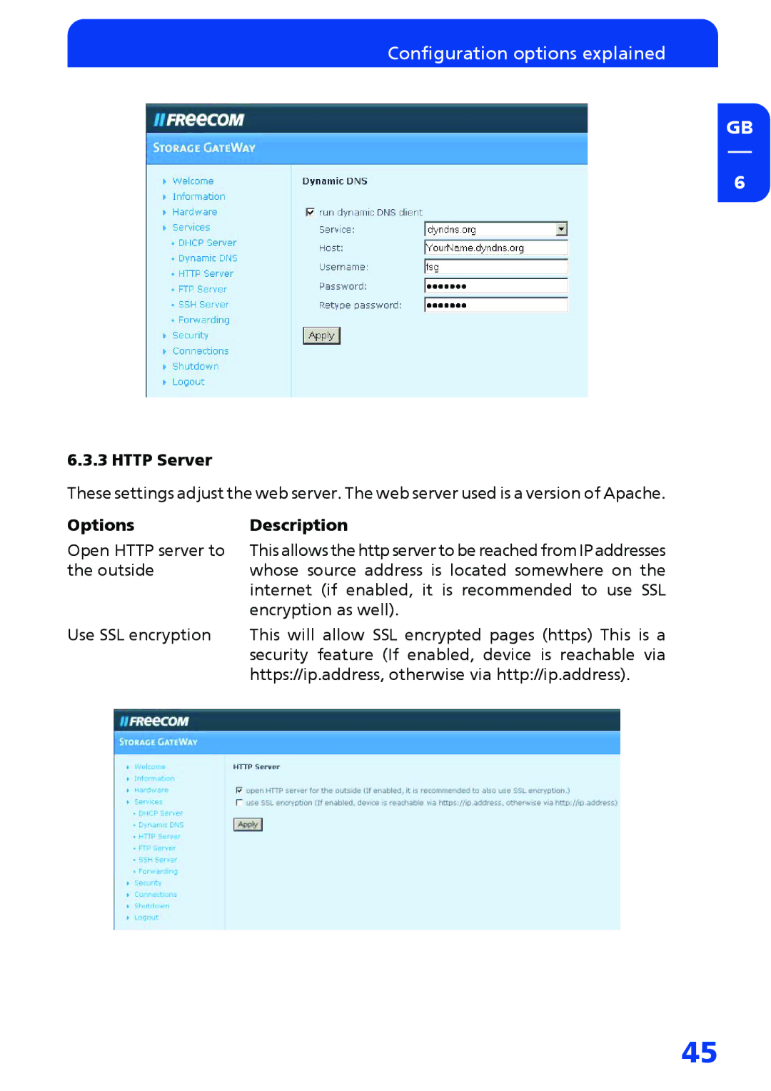 Freecom Technologies FSG-3 manual Http Server 