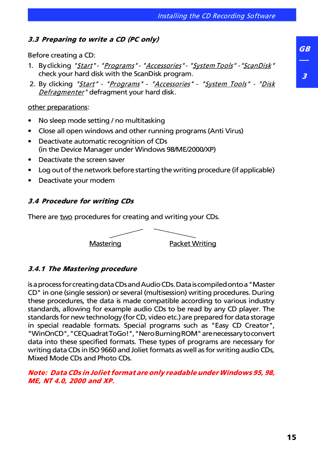 Freecom Technologies FX-5 user manual Installing the CD Recording Software 