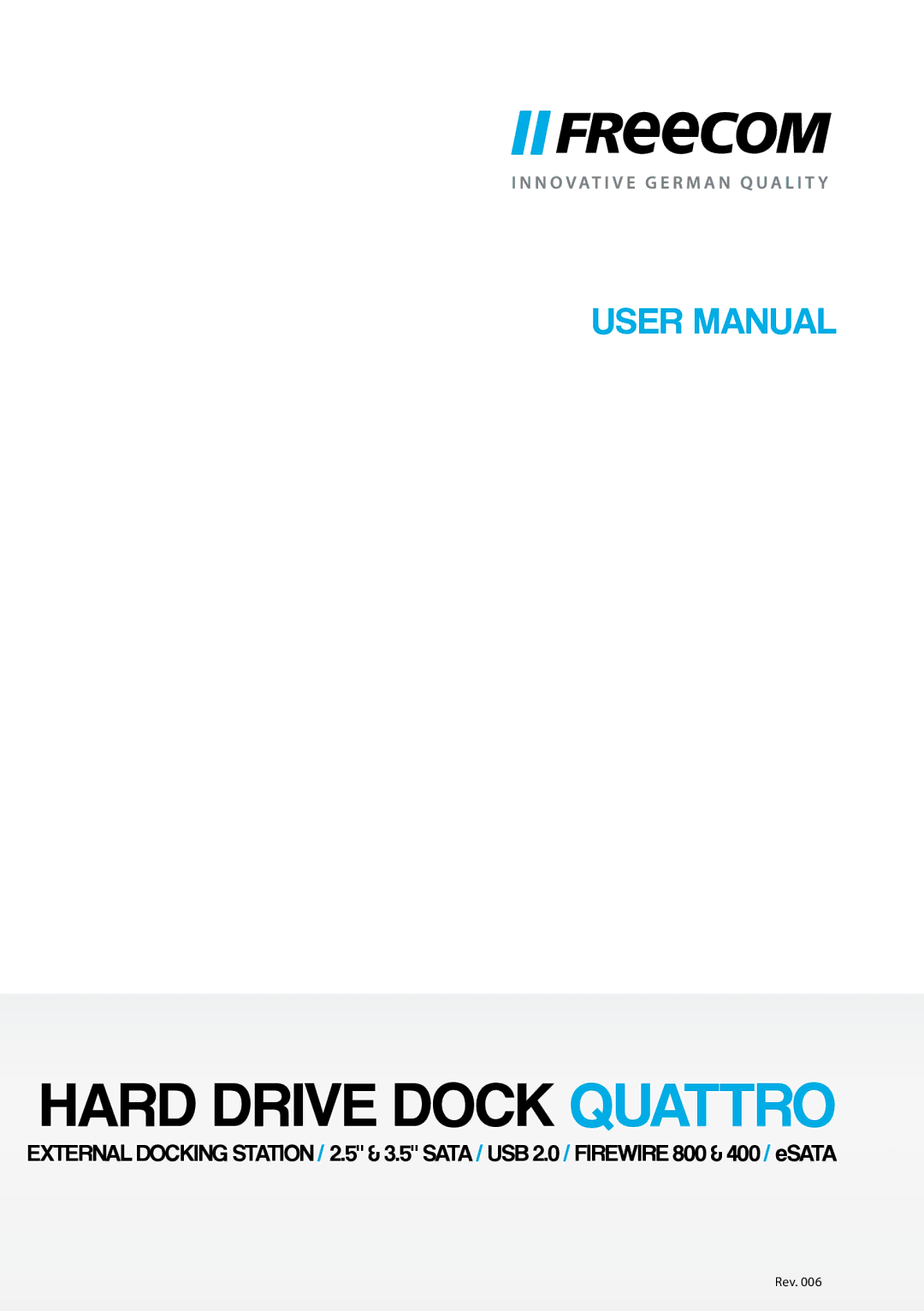 Freecom Technologies Hard Drive Dock Quattro user manual 