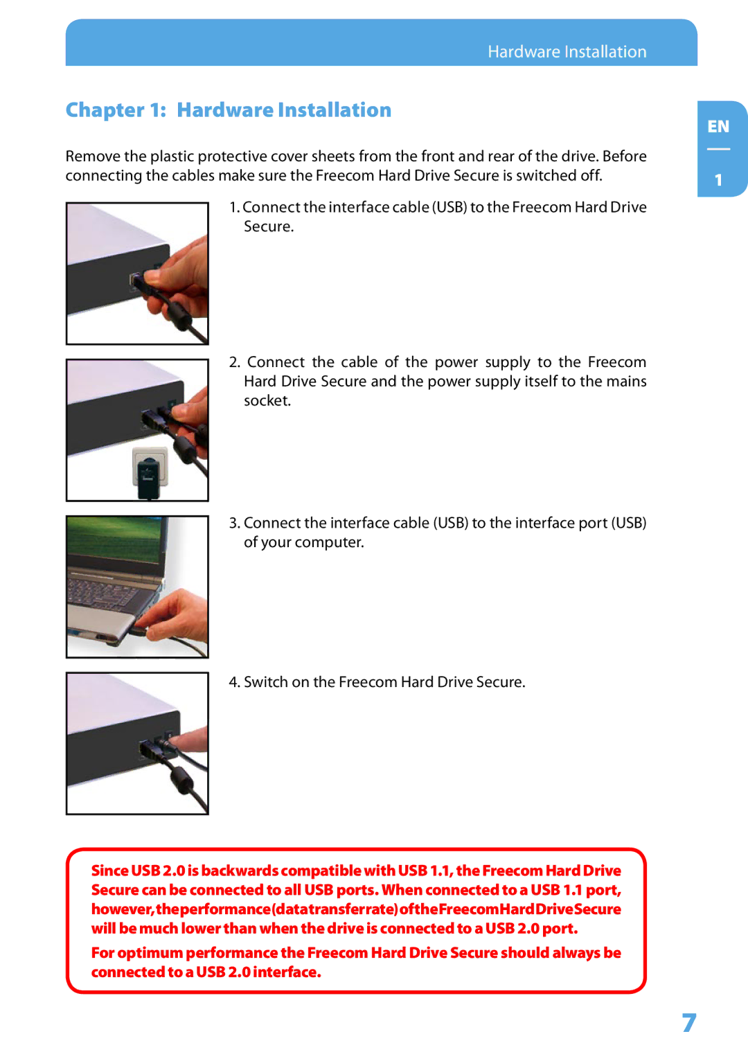 Freecom Technologies Hard Drive Secure user manual Hardware Installation 